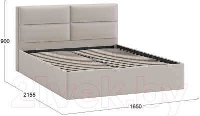 Двуспальная кровать ТриЯ Глосс универсальный тип 1 160x200 (велюр Confetti Smoke)