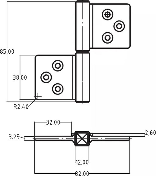 Петля дверная Morelli CH-S 85X82 SC (матовый хром)