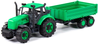 Трактор игрушечный Полесье С бортовым прицепом инерционный / 94605 (зеленый) - 