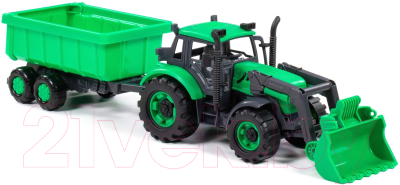 Трактор игрушечный Полесье С прицепом и ковшом / 94667 (зеленый)