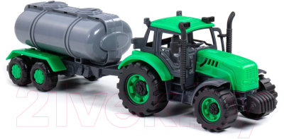 Трактор игрушечный Полесье С прицепом-цистерной инерционный / 94636 (зеленый)