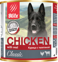 Влажный корм для собак Blitz Pets Classic Курица с телятиной / 4100 (0.4кг) - 