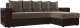 Диван угловой Лига Диванов Дубай лайт правый / 114156 (велюр коричневый/экокожа коричневый) -
