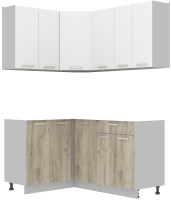 Готовая кухня Интерлиния Мила Лайт 1.2x1.6 без столешницы (белый платинум/дуб серый) - 