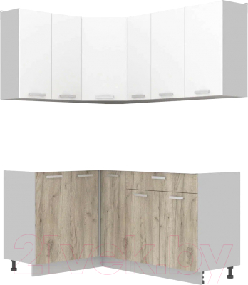 Готовая кухня Интерлиния Мила Лайт 1.2x1.7 без столешницы (белый платинум/дуб серый)