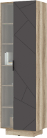Шкаф-пенал с витриной Стендмебель Даллас ПН 01 (софт графит/дуб каньон) - 