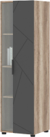 Шкаф-пенал с витриной Стендмебель Даллас ПН 02 (софт графит/дуб каньон) - 
