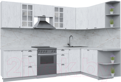 Готовая кухня Интерлиния Берес 1.7x2.9 правая (дуб полярный/серый каспий)