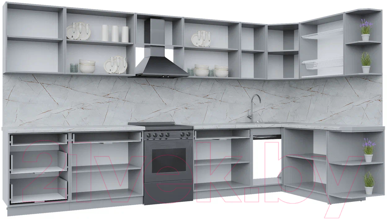 Готовая кухня Интерлиния Берес 1.7x3.8 правая