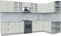 Кухонный гарнитур Интерлиния Берес 1.7x3.5 правая (дуб снежный/серый каспий) - 