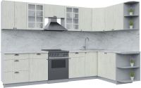 Кухонный гарнитур Интерлиния Берес 1.7x3.2 правая (дуб снежный/серый каспий) - 