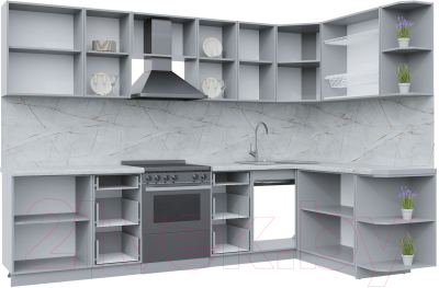 Готовая кухня Интерлиния Берес 1.7x3.0 правая (дуб снежный/серый каспий)