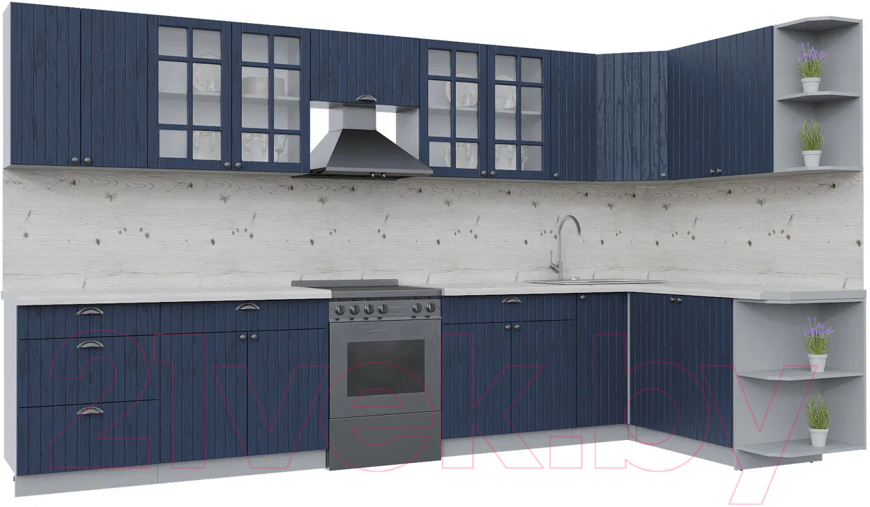 Готовая кухня Интерлиния Берес 1.7x3.7 правая