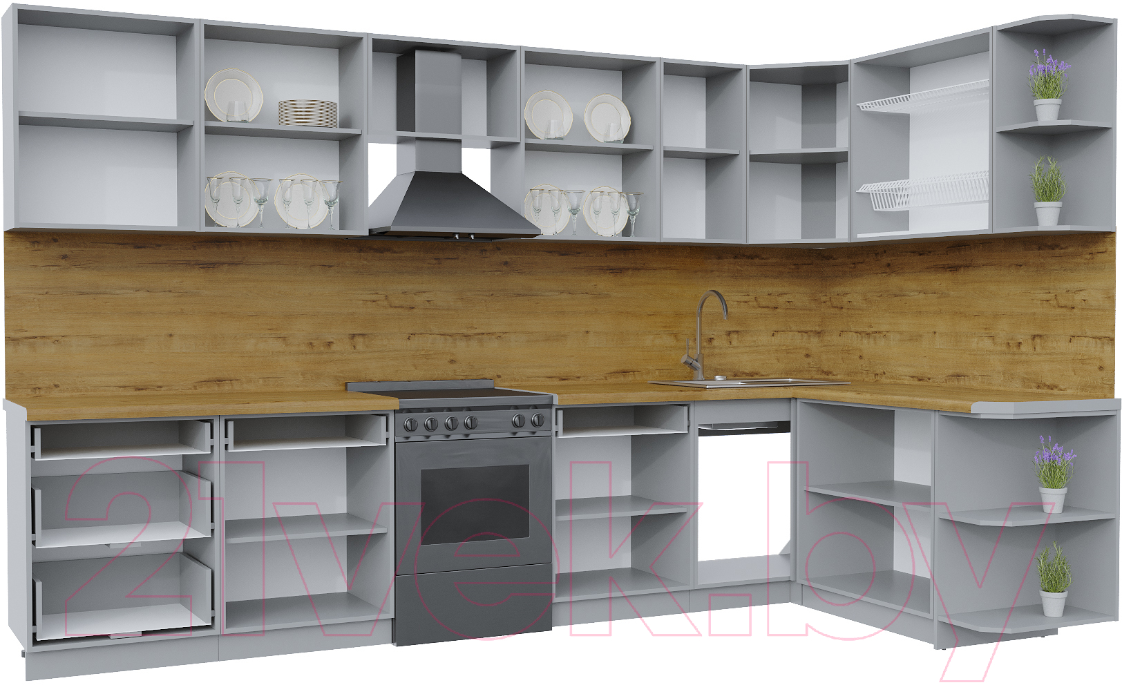 Готовая кухня Интерлиния Берес 1.7x3.4 правая