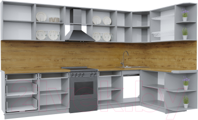 Готовая кухня Интерлиния Берес 1.7x3.4 левая (дуб снежный/серый каспий)
