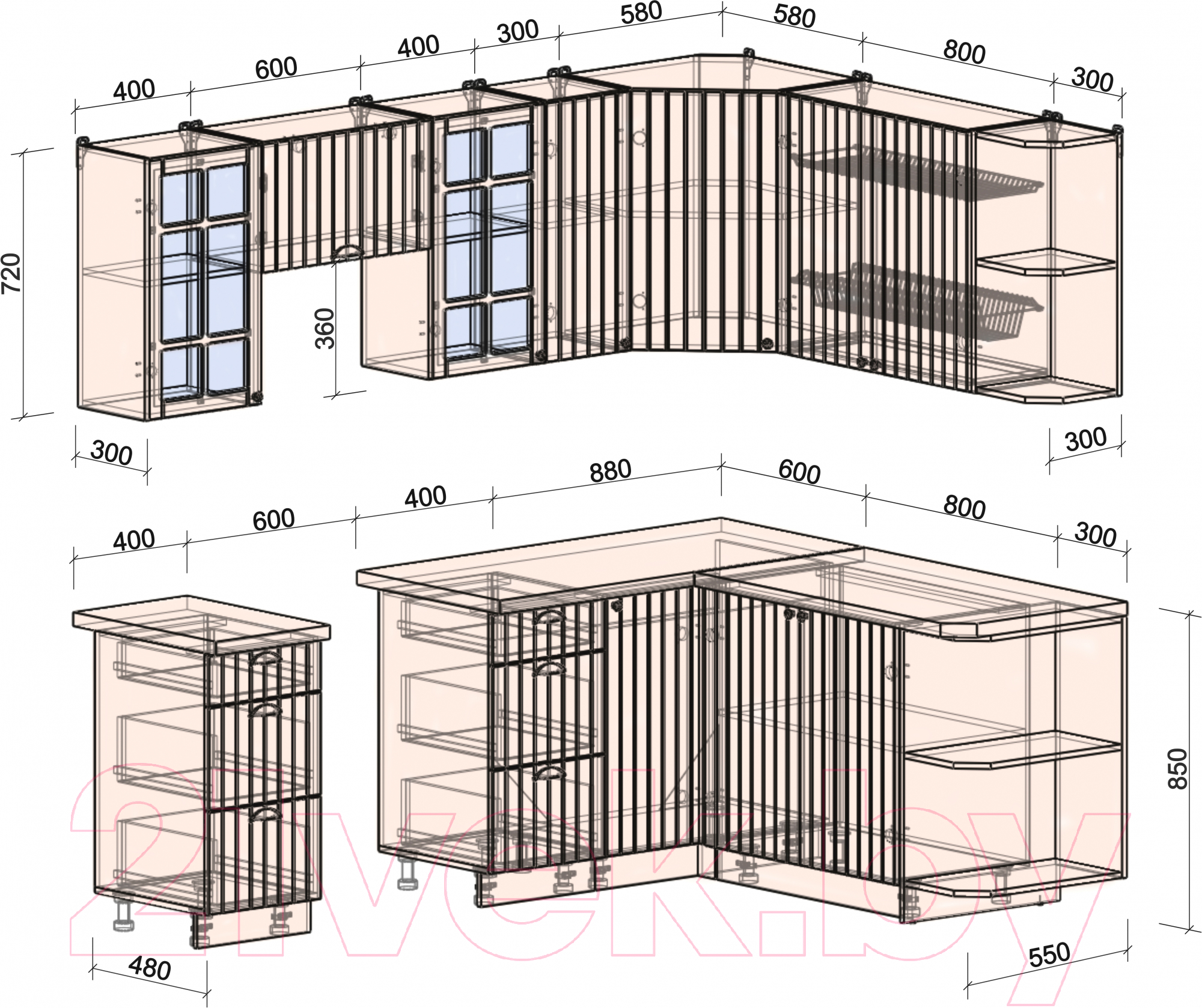 Готовая кухня Интерлиния Берес 1.7x2.3 правая