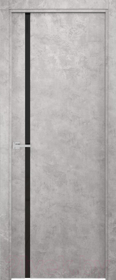 Дверь межкомнатная SMART Соло 60x200 (бетон/черное стекло)