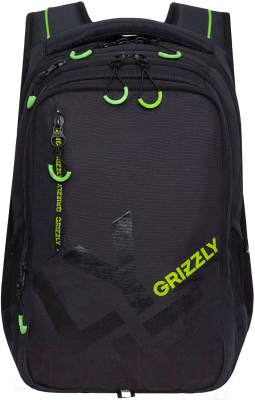 Рюкзак Grizzly RU-338-2 (черный/салатовый)