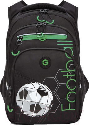 Школьный рюкзак Grizzly RB-350-1 (черный/зеленый)