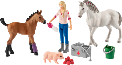 Игровой набор Schleich Набор кобыла и жеребенок у врача / 42486 -