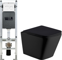 

Унитаз подвесной с инсталляцией, Amberg 350 ST + Gelbach 004 MT-BL + Amberg RD-WT