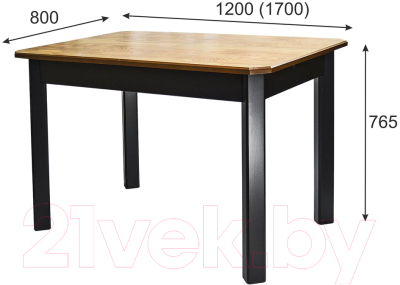 Обеденный стол Мебелик Мариус М 80 (дуб/черный)