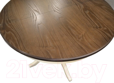 Обеденный стол Мебелик Моро 04 раздвижной 100-140x100 (орех/слоновая кость)