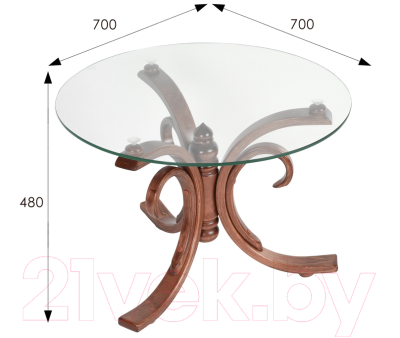 Журнальный столик Мебелик Миледи (темно-коричневый/прозрачный)