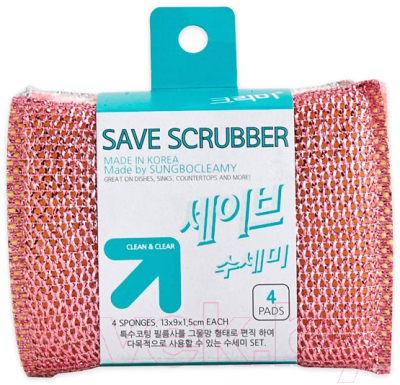 Набор губок для мытья посуды Sungbo Cleamy Save Scrubber (4шт)