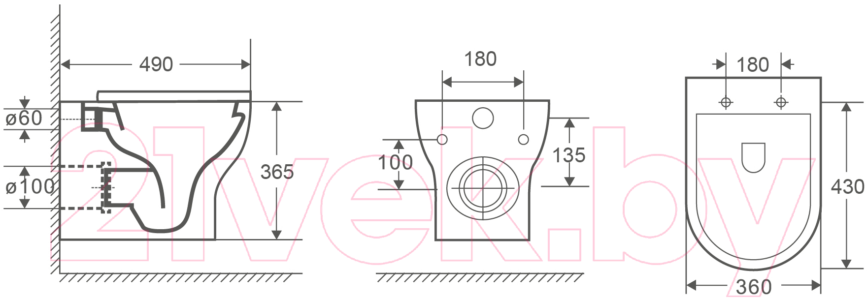 Унитаз подвесной с инсталляцией WeltWasser Amberg 350 ST+ Erlenbach 004 GL-WT+ Amberg RD-BL