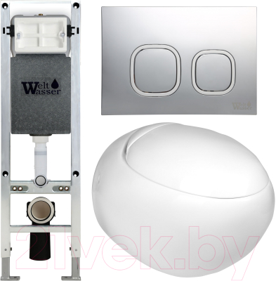 Унитаз подвесной с инсталляцией WeltWasser Amberg 350 ST + Jeckenbach 004 GL-WT + Amberg RD-MR CR