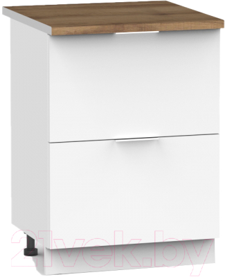 Шкаф-стол кухонный Интермебель Микс Топ ШСР 850-11-500 (белый премиум/дуб фигурный светлый)