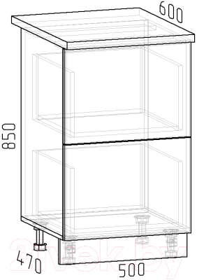Шкаф-стол кухонный Интермебель Микс Топ ШСР 850-11-500 (белый премиум/дуб фигурный светлый)