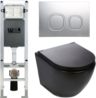 

Унитаз подвесной с инсталляцией WeltWasser, Amberg 350 ST + Merzbach 004 MT-BL + Amberg RD-CR