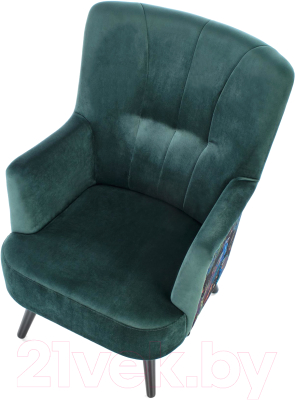 Кресло мягкое Halmar Pagoni (темно-зеленый/черный)