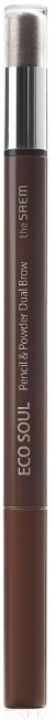 Карандаш для бровей The Saem Eco Soul Pencil & Powder Dual Brow 03 Black Gray