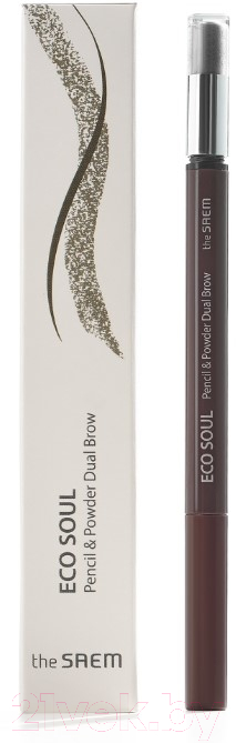 Карандаш для бровей The Saem Eco Soul Pencil & Powder Dual Brow 03 Black Gray — фото 2