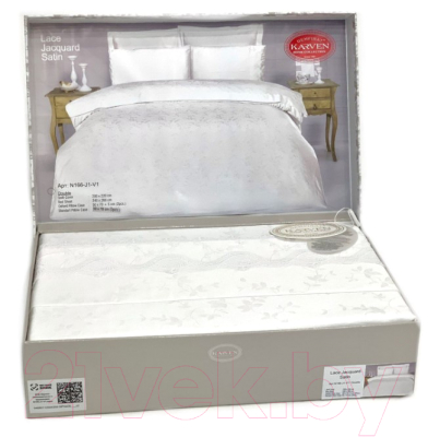 Комплект постельного белья Karven Жаккард/сатин с кружевами Евро / N166-J1-V1