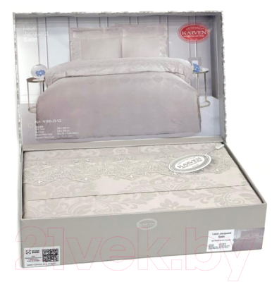 Комплект постельного белья Karven Жаккард/сатин с кружевами Евро / N166-J3-V2