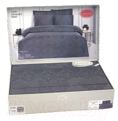 Комплект постельного белья Karven Жаккард/сатин с кружевами Евро / N166-J3-V3