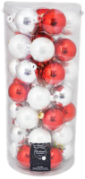 Набор шаров новогодних Kaemingk 143168 (49шт, белый/красный/серебристый) - 