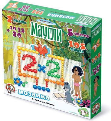 

Развивающая игра, Мозаика с аппликацией Маугли / 01413