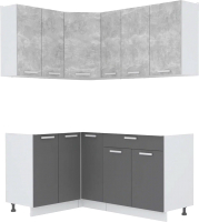 Кухонный гарнитур Интерлиния Мила Лайт 1.2x1.7 без столешницы (бетон/антрацит) - 