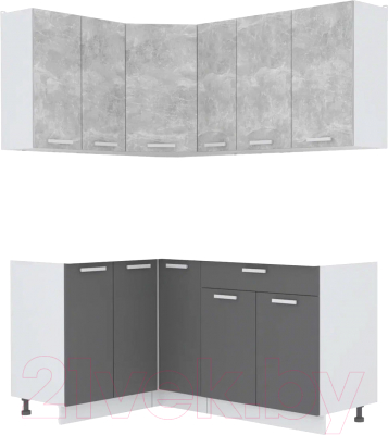Готовая кухня Интерлиния Мила Лайт 1.2x1.7 без столешницы (бетон/антрацит)