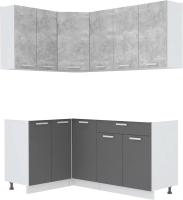 Кухонный гарнитур Интерлиния Мила Лайт 1.2x1.8 без столешницы (бетон/антрацит) - 