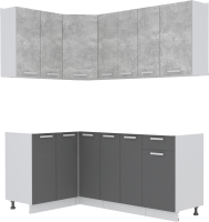 Кухонный гарнитур Интерлиния Мила Лайт 1.2x1.9 без столешницы (бетон/антрацит) - 