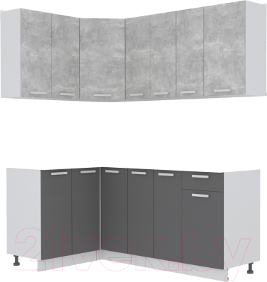 Готовая кухня Интерлиния Мила Лайт 1.2x1.9 без столешницы (бетон/антрацит)