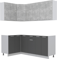 Кухонный гарнитур Интерлиния Мила Лайт 1.2x2.0 без столешницы (бетон/антрацит) - 