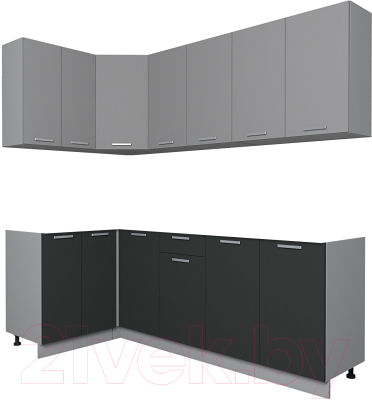 Кухонный гарнитур Интерлиния Мила Лайт 1.2x2.2 без столешницы (серебристый/антрацит)
