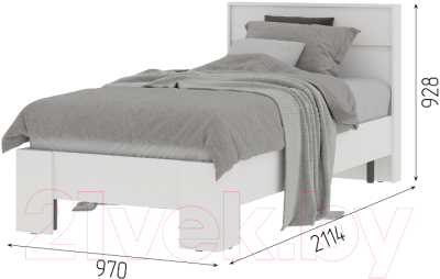Односпальная кровать Стендмебель Хелен КР 01 90x200 (белый/белый)